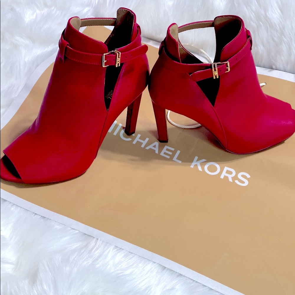 Michael Kors Red Peep-Toe Heels